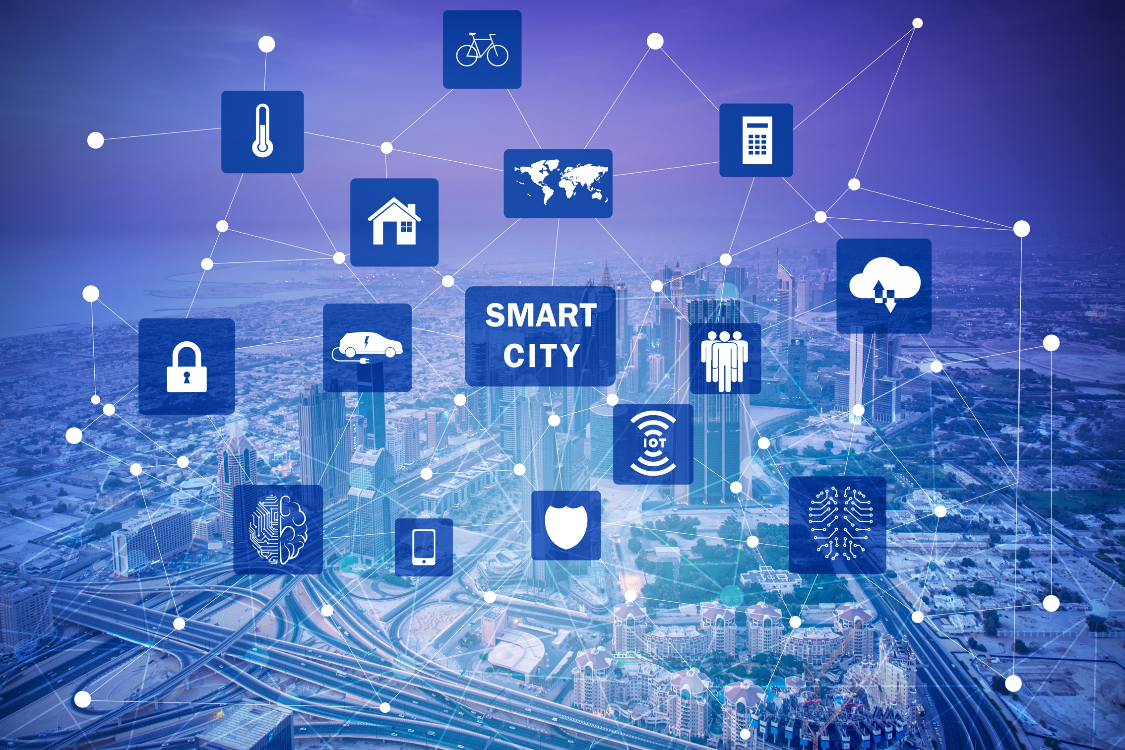 Eine Auflistung mit verschiedenen Icons zum Thema Smart City