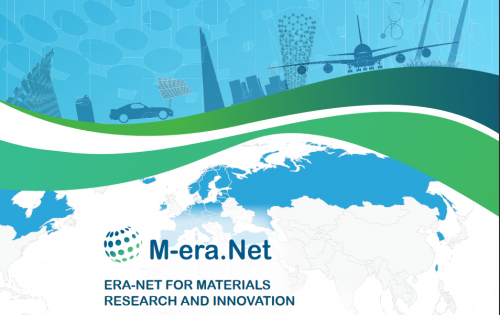 Illustration mit Infrastruktur und einer Europa-Karte. Logo von M-ERA.NET