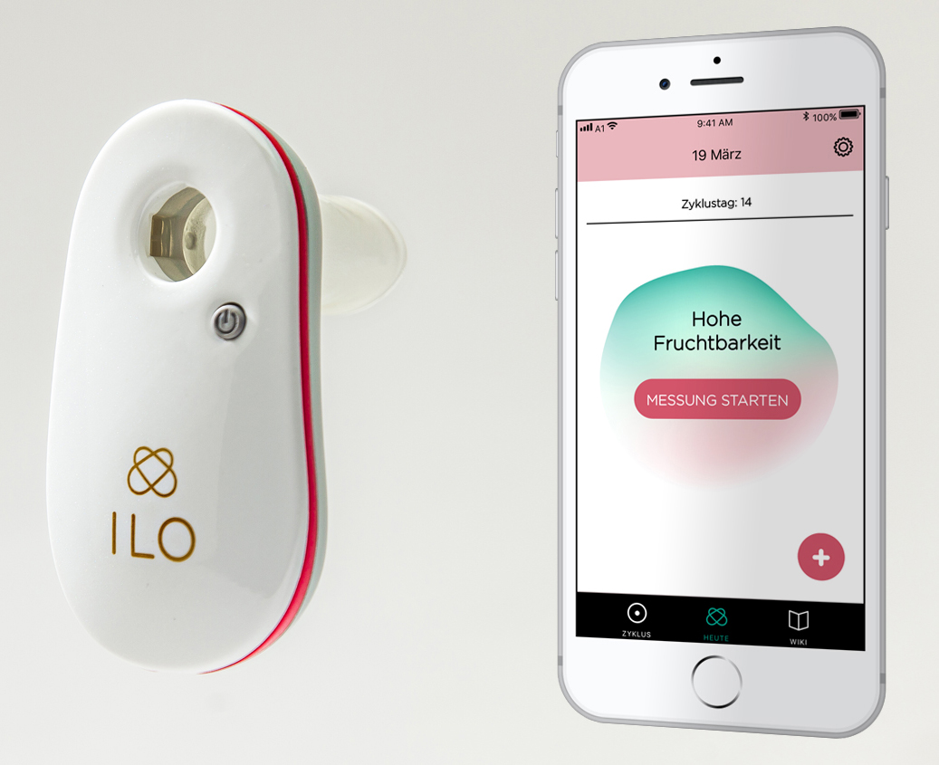 Das breathe ilo-Atemmessgerät und die dazugehörige Smartphone-App. Foto: breathe ilo