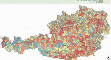 Screenshot der Webseite mit Darstellung der österreichischen Gemeinden in unterschiedlichen Farben