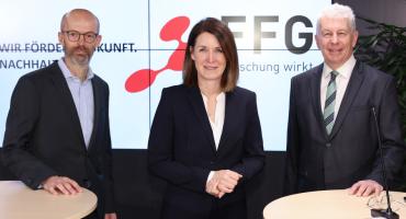 Peter Kaufmann (KMU Forschung Austria), Henrietta Egerth und Klaus Pseiner (FFG)