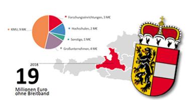 Grafik: 19 Mio. Euro FFG-Förderungen für Salzburg im Jahr 2018