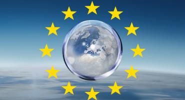 Horizon 2020-Keyvisual: Picture of the world surrounded by 12 Stars (EU-Symbol)