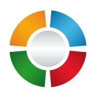 Ein Kreis in rote, grüne, gelbe und blaue Sektionen unterteilt, ergeben das Logo der Virtual Vehicle GmbH